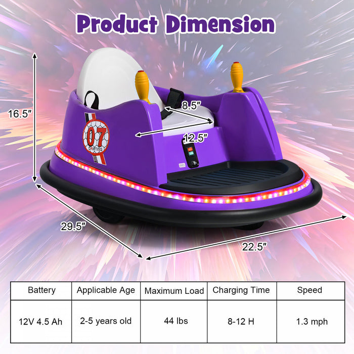 12v Vehicle 360¡a Spin Race Toy Kids Ride On Bumper Car W/ Remote Control Purple