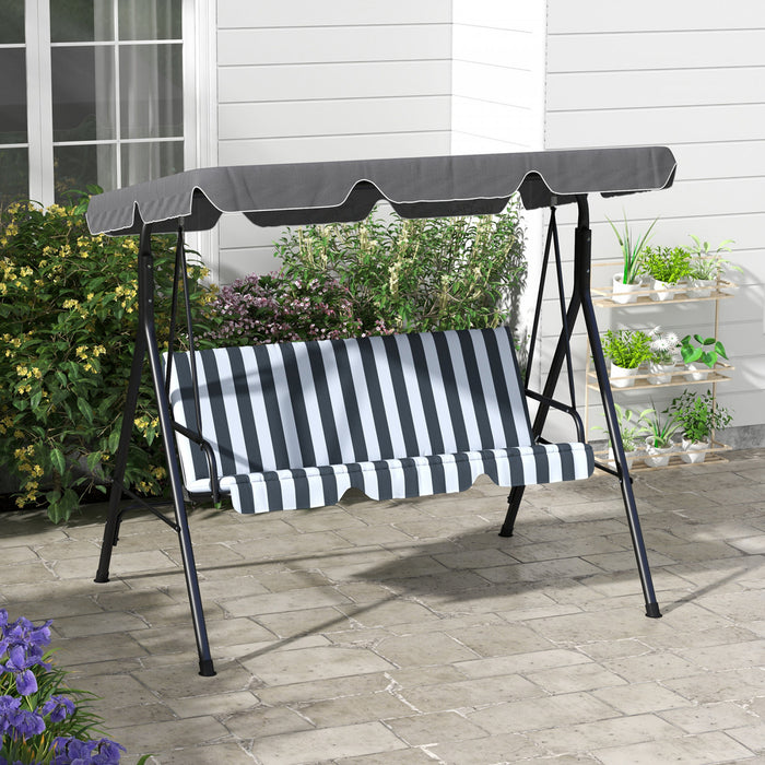 Outsunny 3-seat Patio Swing Chair With Adjustable Canopy Grey And White