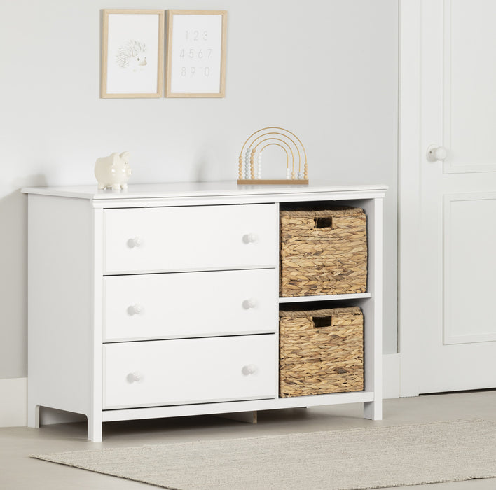 Cotton Candy 3-drawer Dresser With Storage Baskets - Pure White 
