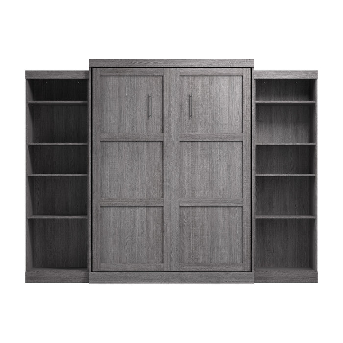 Bestar Pur Queen Murphy Bed and Two Shelving Units 115-Inch Wall Bed - Bark Grey