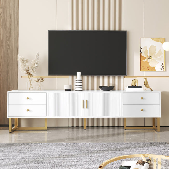 Gavin 68.8\" TV Cabinet with Storage Drawers and Media Organization Function,White Tv Stand