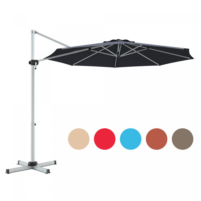 Costway 11' Patio Cantilever Offset Umbrella 360° Rotation Aluminum Tilt Grey