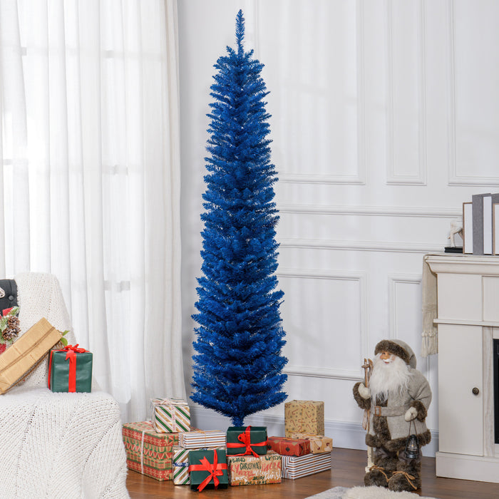 Homcom 7ft Pencil Artificial Christmas Tree With Realistic Branches