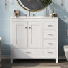 Derek 36 Inch Modern Bathroom Vanity with Ceramic Sink & Multi Storage, White | Meuble de salle de bain moderne Derek 36 pouces avec lavabo ceramique et rangement multiple, blanc