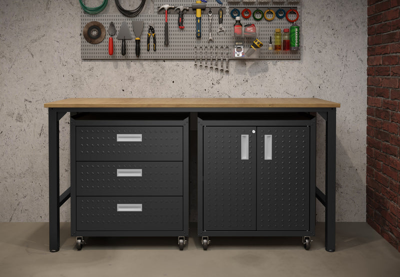 Fortress Modern 3-Piece Garage Set in Charcoal Gray Garage Storage