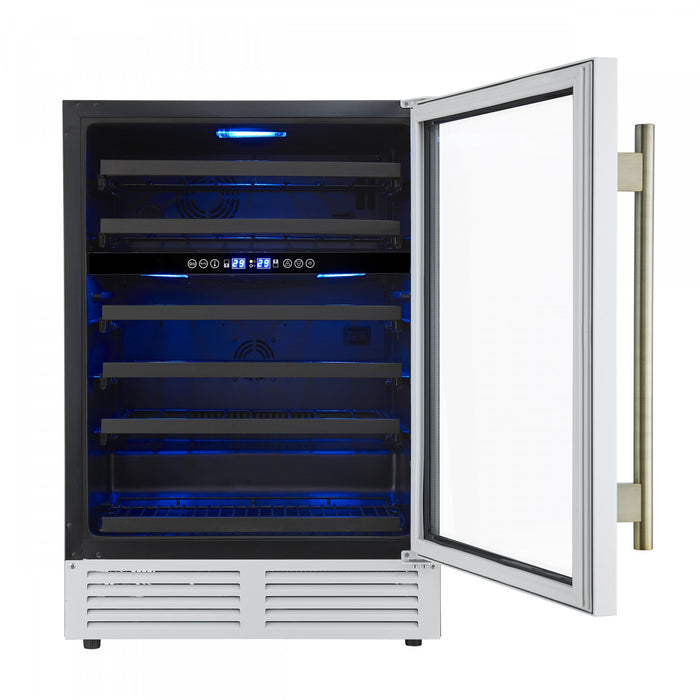Forno Bacchino 24\" Wine Cooler, White,51 Bottle Capacity, Built-In or Freestanding-FWCDR6634-24WHT