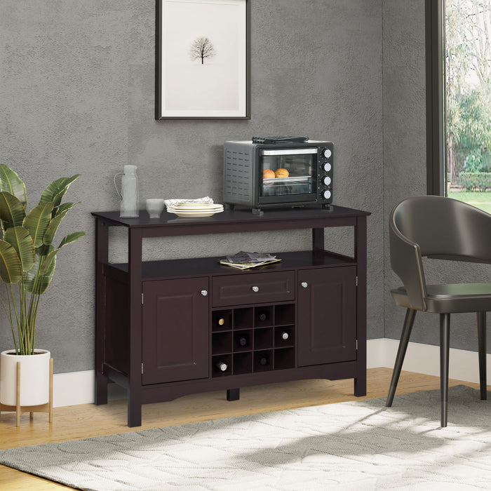 HOMCOM Sideboard Buffet Credenza Storage Cabinet with Drawer Wine Rack