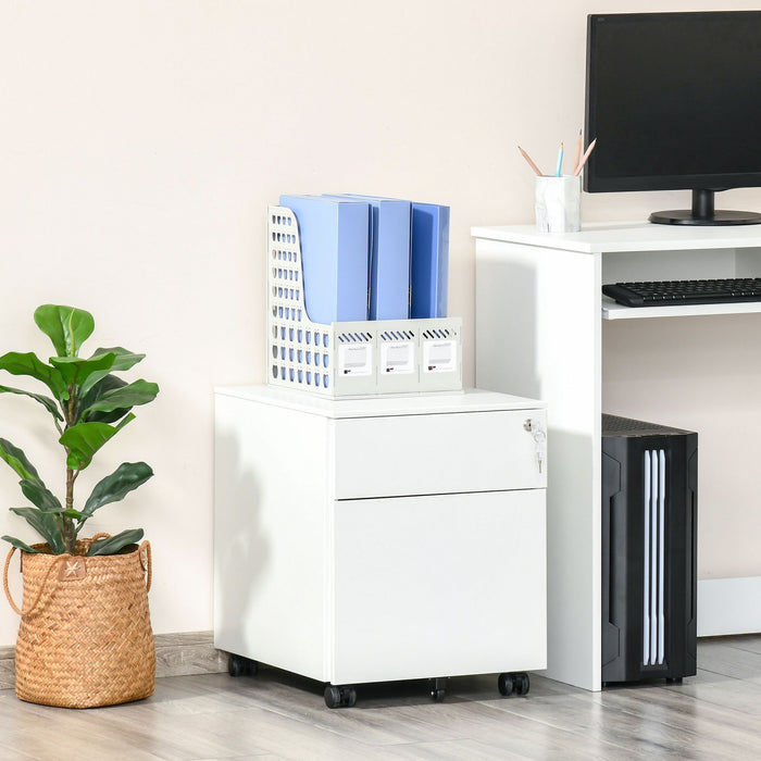 Vinsetto 2 Drawers File Cabinet On Wheels Lockable For Home Office