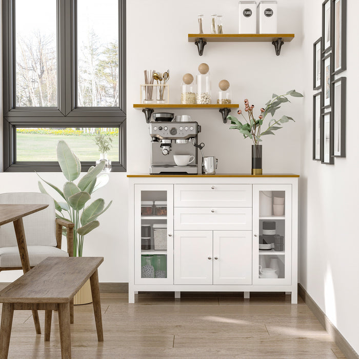 HOMCOM Sideboard Buffet Cabinet with 2 Drawers 3 Storage Cabinets, White