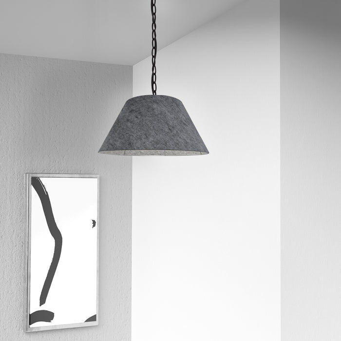 Dainolite Brynn 1 Light Pendant Small Black Finish Grey Felt Shade Lamp