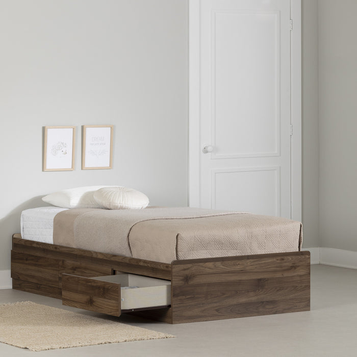 Yodi 3-Drawer Twin Mates Bed - Natural Walnut