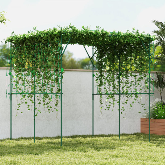 Outsunny Garden Arch Trellis, 7.3 FT Tall Cucumber Trellis, Green
