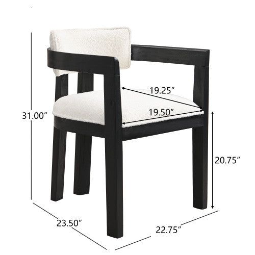 Evelyn Rubberwood Dining Chair with Armrests and Upholstery Seating Set of 2,Black