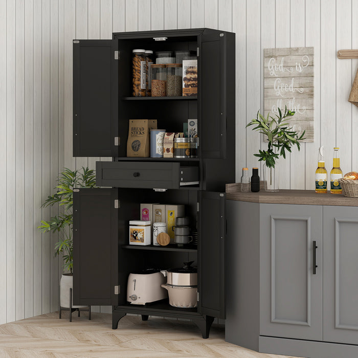 HOMCOM 67\" Kitchen Pantry Storage Cabinet with Doors and Shelves, Black