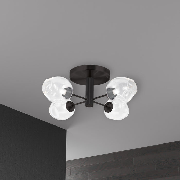 Dainolite Abii 4 Light Semi-flush Mount Matte Black Finish Clear Glass Lamp
