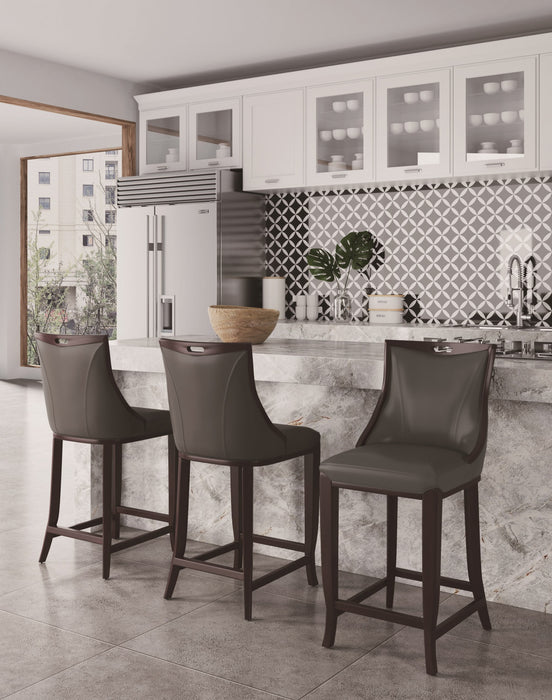 Emperor Traditional Wood Upholstered Barstool in Graphite - Set of 2