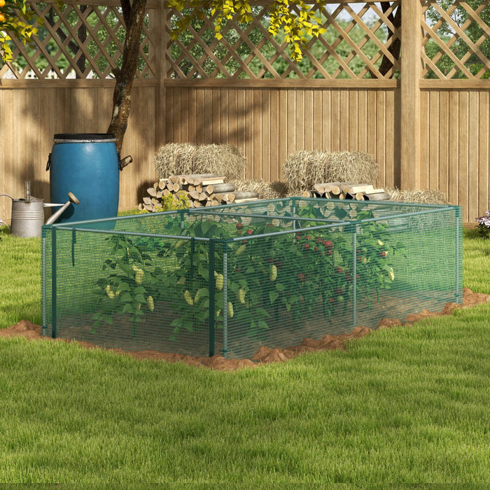 Outsunny 8' x 4' Crop Cage, Plant Protector with Zipper Roll-Up Door