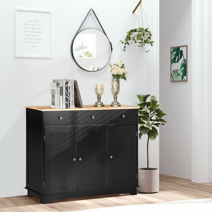 HOMCOM Coffee Bar Cabine, Kitchen Cabinet with Drawers, Black