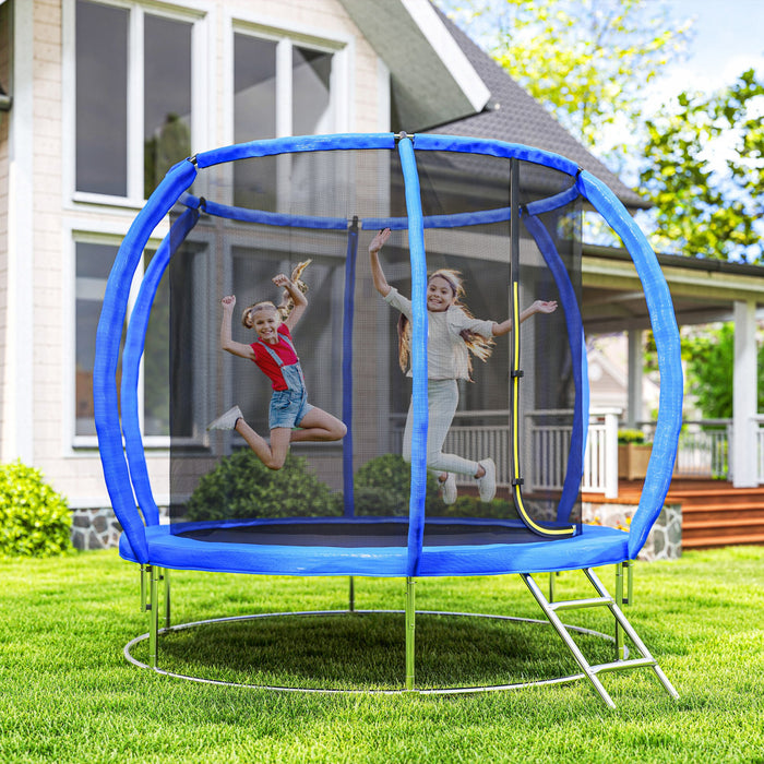Soozier 8ft Trampoline Outdoor with Enclosure Net, ASTM Certified Recreational Trampoline Rebounder with Galvanized Circular Base, Ladder and Safety Spring Cover
