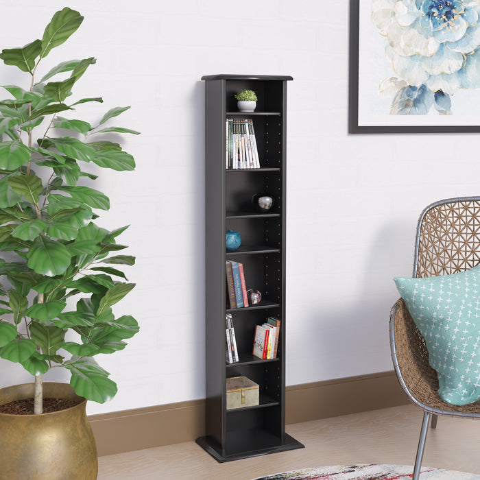 Slim Multimedia Storage Tower - Black
