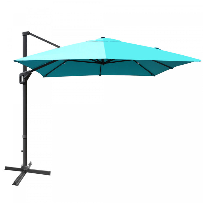 Costway 10'x13' Patio Offset Cantilever Umbrella Aluminum 360° Rotation Tilt Turquoise