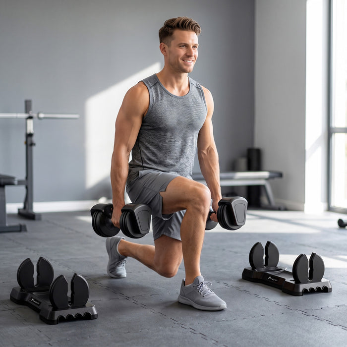 Soozier 5-25 lbs Adjustable Dumbbell Set of 2, 5-in-1 Dumbbell Weights