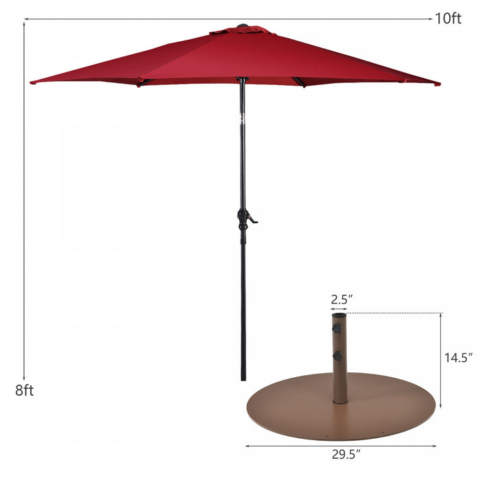 Costway 10ft Patio Umbrella Outdoor W/ 59 LBS Heavy-Duty Round Umbrella Stand
