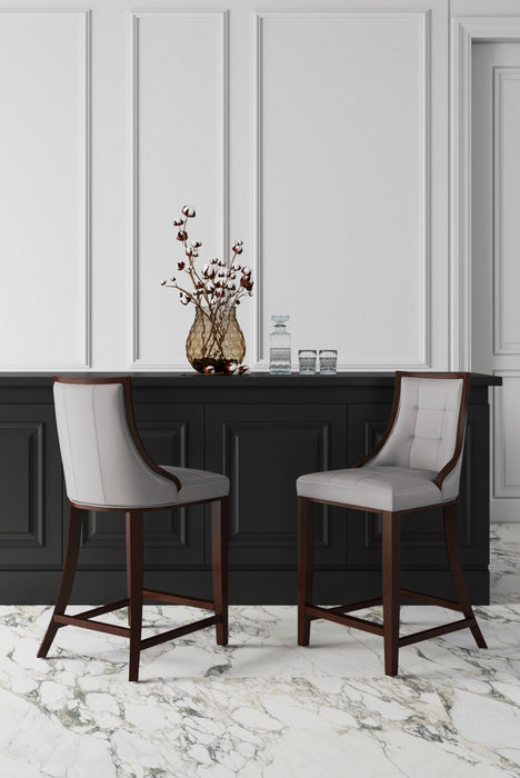 Fifth Avenue Traditional Wood Upholstered Counter Stool in Light Gray - Set of 3
