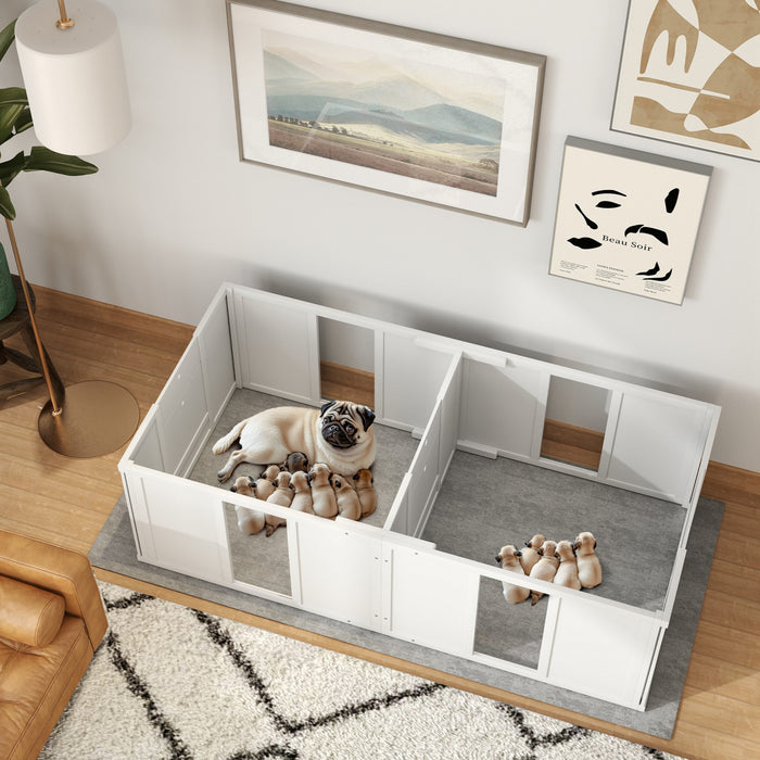 Pawhut Whelping Box For Dogs And Puppies, Dog Whelping Pen, Dog Birth Supplies Indoor With Removable Adjustable Height Doors, For Small Sized Dogs, 65\" X 31.5\" X 19\"