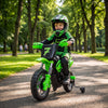 Qaba 12V Kids Electric Motorcycle, Battery Powered Ride on Motorcycle with Training Wheels, Electric Dirt Bike with Rear Suspension, Horn for Boys Girls 3-6 Years, Green