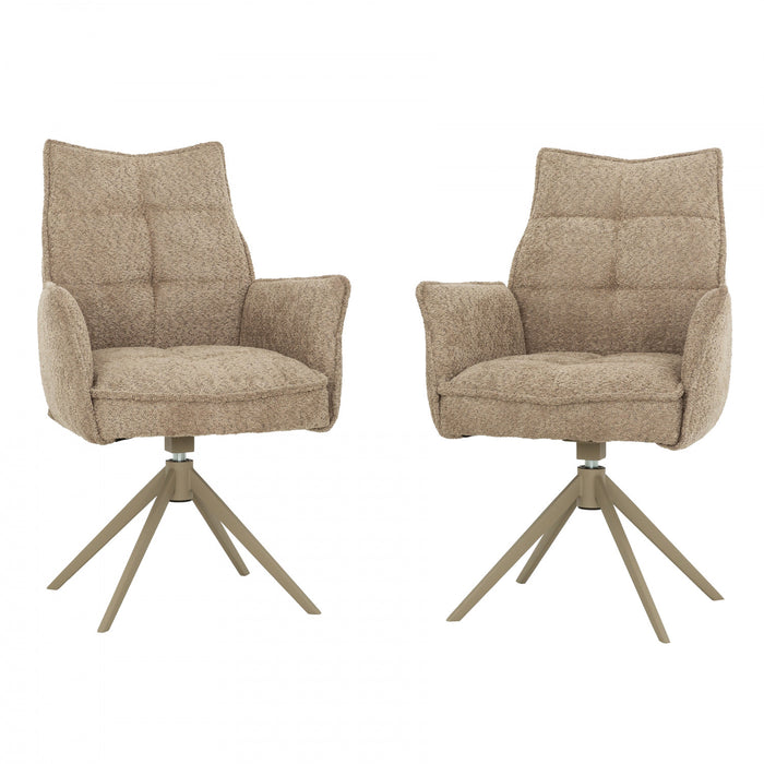 Elowen Taupe Upholstered Swivel Dining Armchair (Set of 2)