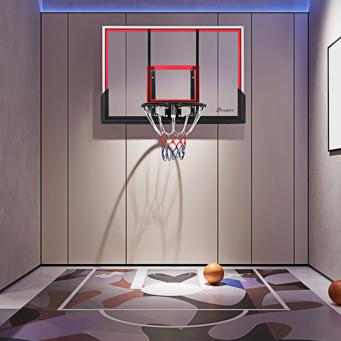 Soozier Wall Mounted Basketball Hoop With Shatter Proof Backboard, Black