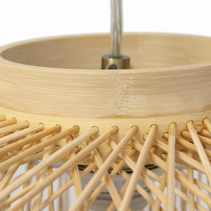 Boden Rattan Pendant Light, Natural & Nickel, 16\"D Lamp