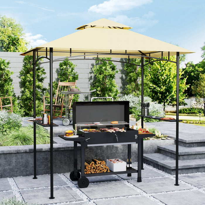 Outsunny 8' X 5' Grill Gazebo, Double Tiered Barbecue Gazebo, Beige