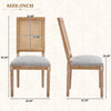 Oliver Solid Wood Rubberwood Dining Chair Set of 2 with Upholstered Seat Cane Backrest and Fluted Legs,Grey | Oliver lot de 2 chaises de salle a manger en bois massif (hevea) avec assise rembourree, dossier en cannage et pieds canneles, gris