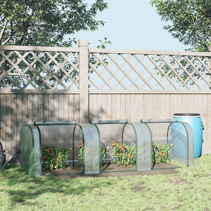 Outsunny 10' X 3' X 2.5' Portable Mini Tunnel Greenhouse With 3 Zipped Doors, Portable Small Green House, Easy Assembly, Clear