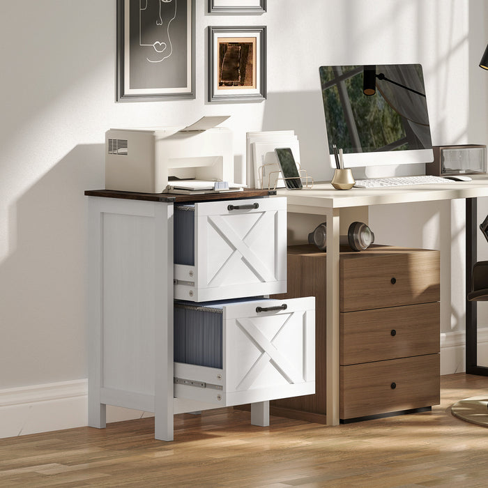 HOMCOM File Cabinet with 2 Drawers Filing Cabinet for A4 Letter, White