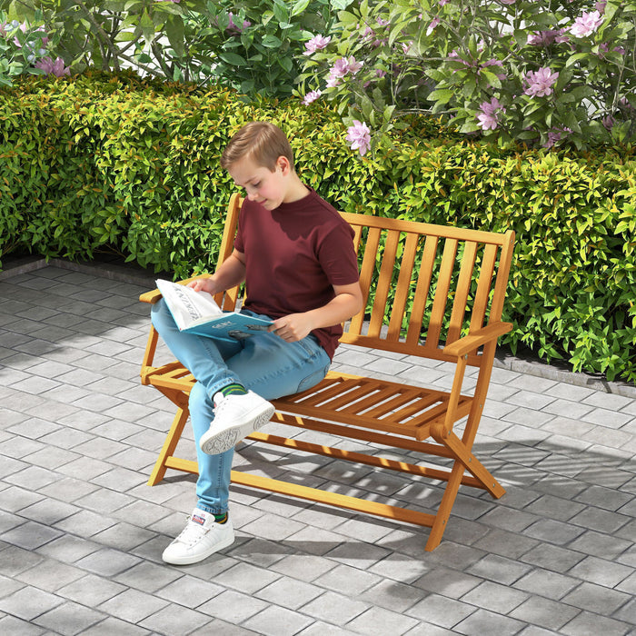 Outsunny Outdoor Bench, 46.5\" Foldable Acacia Wood Loveseat, Teak