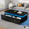 Aiden LED Coffee Table with Storage Drawers and App-Controlled Lighting,Black | Aiden table basse LED – table basse avec tiroirs de rangement et eclairage controle par application, noir