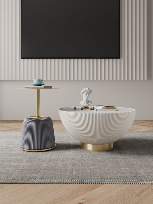 Anderson Modern 2-Piece Coffee Table & End Table Set in Cream and Gray