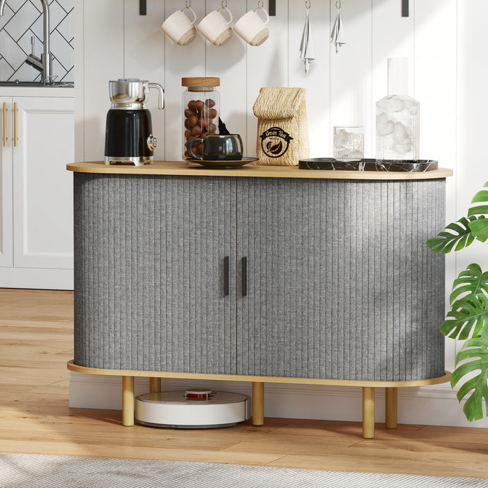 HOMCOM 47\" Modern Sideboard Buffet Cabinet with Tambour Sliding Doors Grey