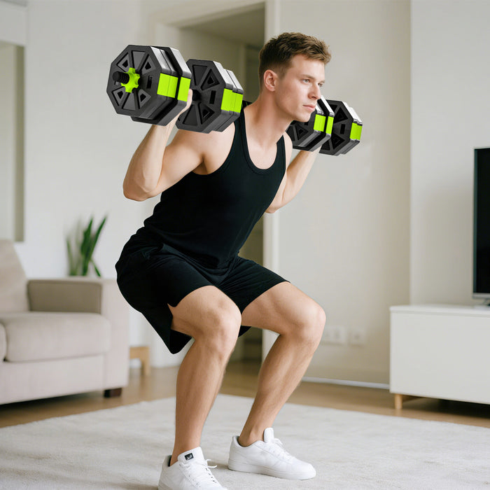 Soozier 6-in-1 Adjustable Dumbbell Set, 44lbs Free Weights Set, Green