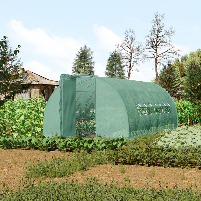 Outsunny 20x10x6.6ft Heavy Duty Outdoor Walk-in Tunnel Greenhouse Portable Garden Planting Warm House With Pe Cover Green