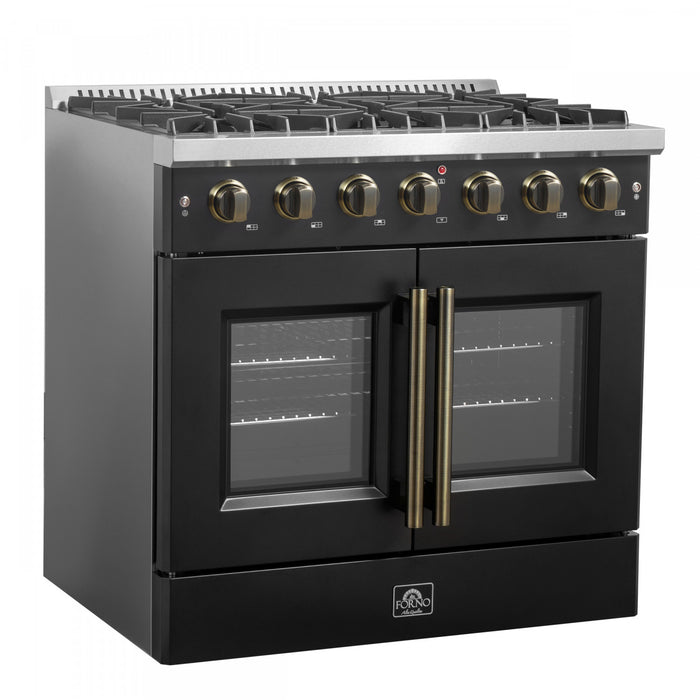 Forno Galiano 36\" Black Gas Range, 4.32 cu.ft- FFSGS6444-30BLK