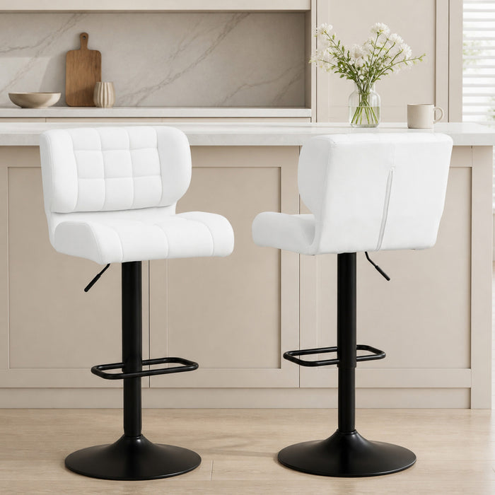 HOMCOM Adjustable Bar Stools Set of 2 with Footrest Back for Dining Room