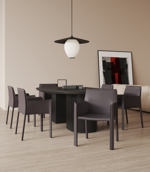 Vogue Modern Vegan Leather Dining Chair in Gray - Set of 2