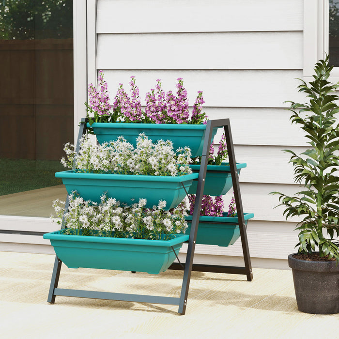 Outsunny 3-tier Vertical Raised Garden Bed With 5 Planter Boxes, Outdoor Plant Stand Grow Container With Leaking Holes For Balcony Patio Outdoor, Green
