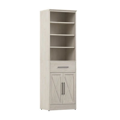 Bestar Key West 25 W Closet Organizer with Drawer & Doors - Linen White Oak|Organisateur de garde-robe Key West de Bestar de 25 po (L) avec tiroir et portes - blanc chêne lin