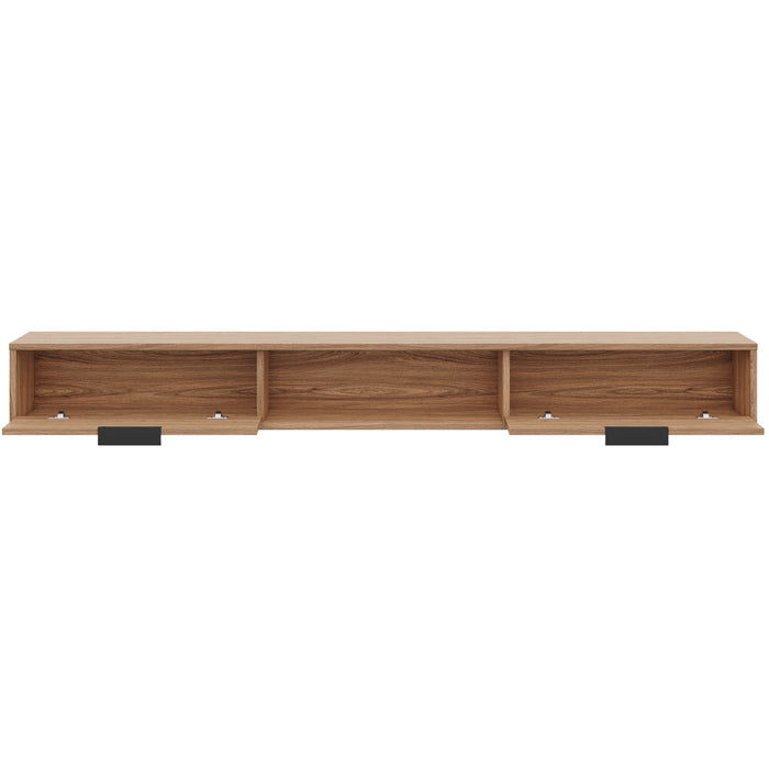 Nordika Slim 72\" Wall-Mounted TV Stand with 2 Storage Cabinets - Light Walnut