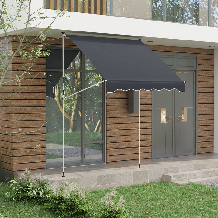 Outsunny 6.6'x5' Manual Retractable Patio Awning Window Door Sun Shade Deck Canopy Shelter Water Resistant Uv Protector Black